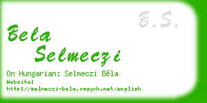 bela selmeczi business card